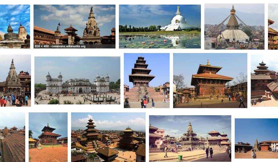 the picture shows the different heritage sites of the Nepal which says:- UNESCO World Heritage Sites to Visit in Nepal